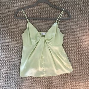 Boutique tank top with front twist, green/yellow